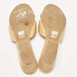 Pre Owned Jimmy Choo Beige Patent Leather Prima Wedge Sandals Size 39