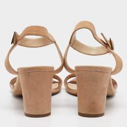 Jimmy Choo Beige Suede Ankle Strap Sandals Size 41