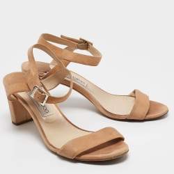 Jimmy Choo Beige Suede Ankle Strap Sandals Size 41