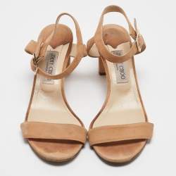 Jimmy Choo Beige Suede Ankle Strap Sandals Size 41