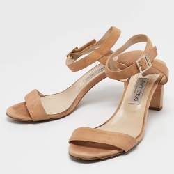 Jimmy Choo Beige Suede Ankle Strap Sandals Size 41