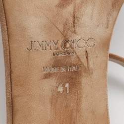 Jimmy Choo Beige Suede Ankle Strap Sandals Size 41