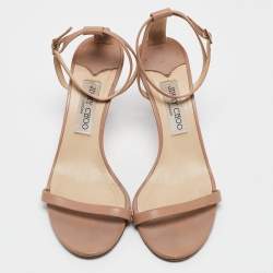 Jimmy Choo Beige Leather Minny Ankle Strap Sandals Size 40