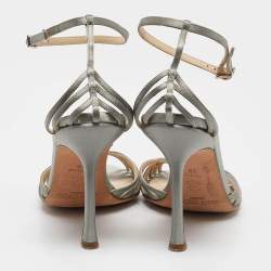 Jimmy Choo Grey Satin Ankle Strap Sandals Size 39