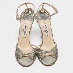 Jimmy Choo Grey Satin Ankle Strap Sandals Size 39