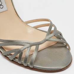 Jimmy Choo Grey Satin Ankle Strap Sandals Size 39