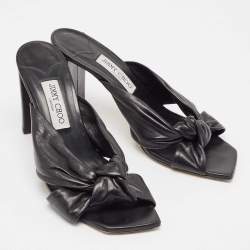 Pre Owned Jimmy Choo Black Leather Slide Sandals 41
