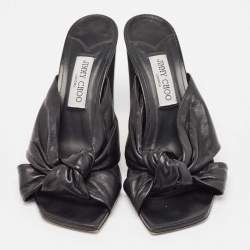 Pre Owned Jimmy Choo Black Leather Slide Sandals 41