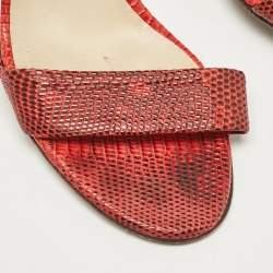 Jimmy Choo Red Embossed Lizard Slingback Sandals Size 39