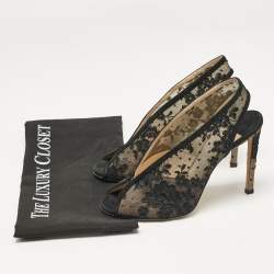 Jimmy Choo Black Lace Shar Slingback Pumps Size 37.5