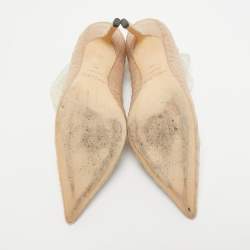 Pre Owned Jimmy Choo Beige Lace and Suede Lavish Pumps Size 39