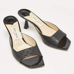Pre Owned Jimmy Choo Black Leather Zania 65 Slide Sandals Size 41