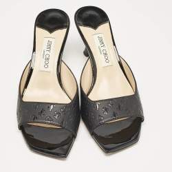 Pre Owned Jimmy Choo Black Leather Zania 65 Slide Sandals Size 41