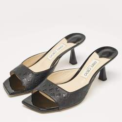 Pre Owned Jimmy Choo Black Leather Zania 65 Slide Sandals Size 41