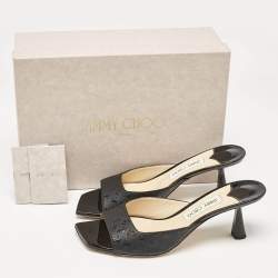 Pre Owned Jimmy Choo Black Leather Zania 65 Slide Sandals Size 41