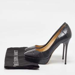 Pre Owned Jimmy Choo Grey Eel Leather Cosmic Platform Pumps Size 37