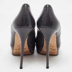 Pre Owned Jimmy Choo Grey Eel Leather Cosmic Platform Pumps Size 37