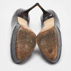 Pre Owned Jimmy Choo Grey Eel Leather Cosmic Platform Pumps Size 37