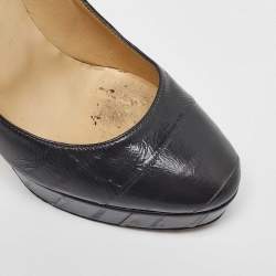 Pre Owned Jimmy Choo Grey Eel Leather Cosmic Platform Pumps Size 37