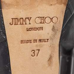 Pre Owned Jimmy Choo Grey Eel Leather Cosmic Platform Pumps Size 37