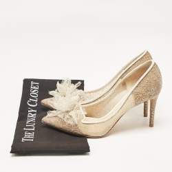 Jimmy Choo Beige Lace Floral Applique Pumps Size 38.5 