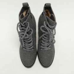 Jimmy Choo Grey Fabric Ankle Length Boots Size 39