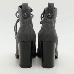 Jimmy Choo Grey Fabric Ankle Length Boots Size 39