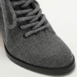 Jimmy Choo Grey Fabric Ankle Length Boots Size 39
