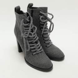 Jimmy Choo Grey Fabric Ankle Length Boots Size 39