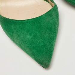 Jimmy Choo Green Patent Leather and Suede Liz Pointed Toe D'orsay Pumps Size 36.5