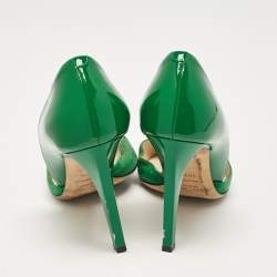 Jimmy Choo Green Patent Leather and Suede Liz Pointed Toe D'orsay Pumps Size 36.5