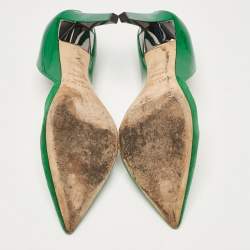 Jimmy Choo Green Patent Leather and Suede Liz Pointed Toe D'orsay Pumps Size 36.5