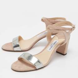 Jimmy Choo Pink/Silver Suede and Leather Marine Sandals Size 41