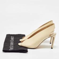 Pre Owned Jimmy Choo Cream Leather Shar Slingback Pumps Size 39