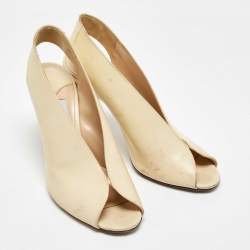 Pre Owned Jimmy Choo Cream Leather Shar Slingback Pumps Size 39