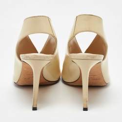 Pre Owned Jimmy Choo Cream Leather Shar Slingback Pumps Size 39