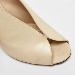 Pre Owned Jimmy Choo Cream Leather Shar Slingback Pumps Size 39