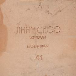 Pre Owned Jimmy Choo Metallic Glitter Crystal Embellished Aadi Slides Size 41