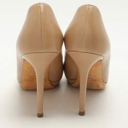 Pre Owned Jimmy Choo Beige Leather Platform Pumps Size 39