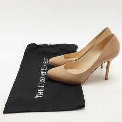 Pre Owned Jimmy Choo Beige Leather Platform Pumps Size 39