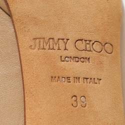 Pre Owned Jimmy Choo Beige Leather Platform Pumps Size 39