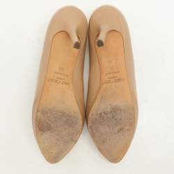 Pre Owned Jimmy Choo Beige Leather Platform Pumps Size 39