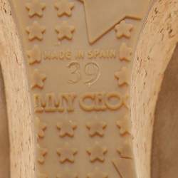 Jimmy Choo Beige Suede And Cork Wedge Platform Pumps Size 39