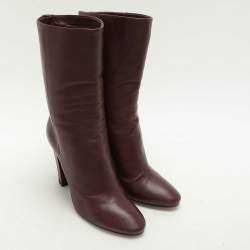 Jimmy Choo Burgundy Leather Ankle Length Boots Size 37.5