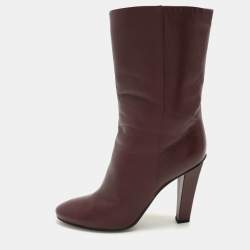 Jimmy Choo Burgundy Leather Ankle Length Boots Size 37.5