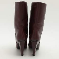 Jimmy Choo Burgundy Leather Ankle Length Boots Size 37.5