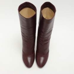 Jimmy Choo Burgundy Leather Ankle Length Boots Size 37.5