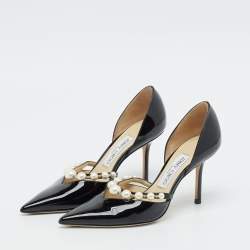 Jimmy Choo Black Patent Leather Aurelie Pumps Size 36.5