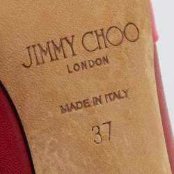 Jimmy Choo Pink/Red Patent and Leather Asymmetric Love Pumps Size 37