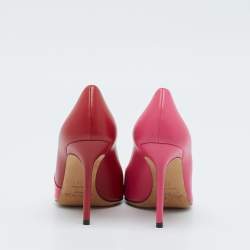 Jimmy Choo Pink/Red Patent and Leather Asymmetric Love Pumps Size 37